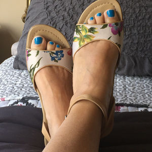 Dansko Cream Floral Open-Toe Ankle-Strap Mules